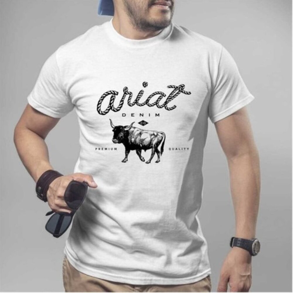 Ariat Denim Bull Western Country Music Vintage Style Shirt 89